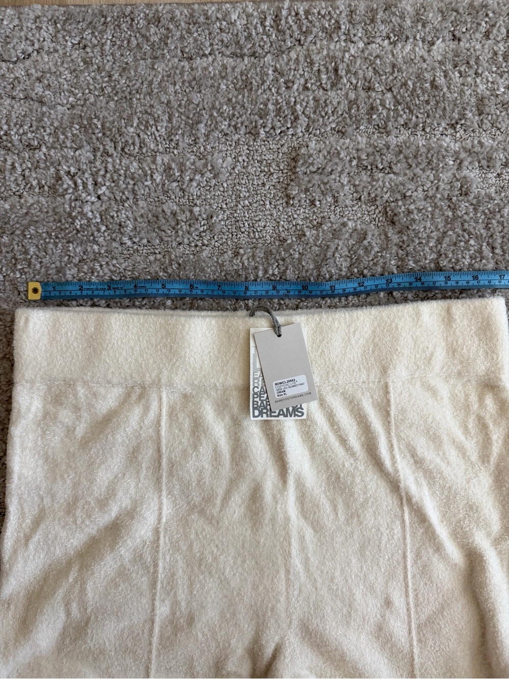 NWT Barefoot Dreams Size XL Cozychic Lite Wide Leg Seamed Pants in Cream - Picture 6 of 8